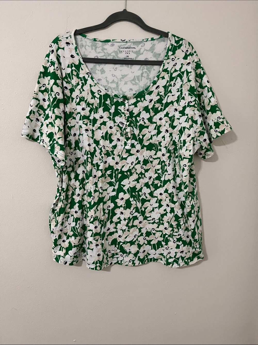 Croft & Barrow 3X Classic Tee Top Short Sleeves Floral
